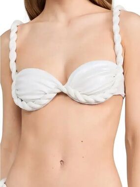 Bahia Maria Olivia Tornasol White Rope Twisted Strap Bikini Top